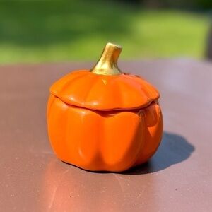 Glaze ceramic pumpkin jar dish orange trinket box with lid